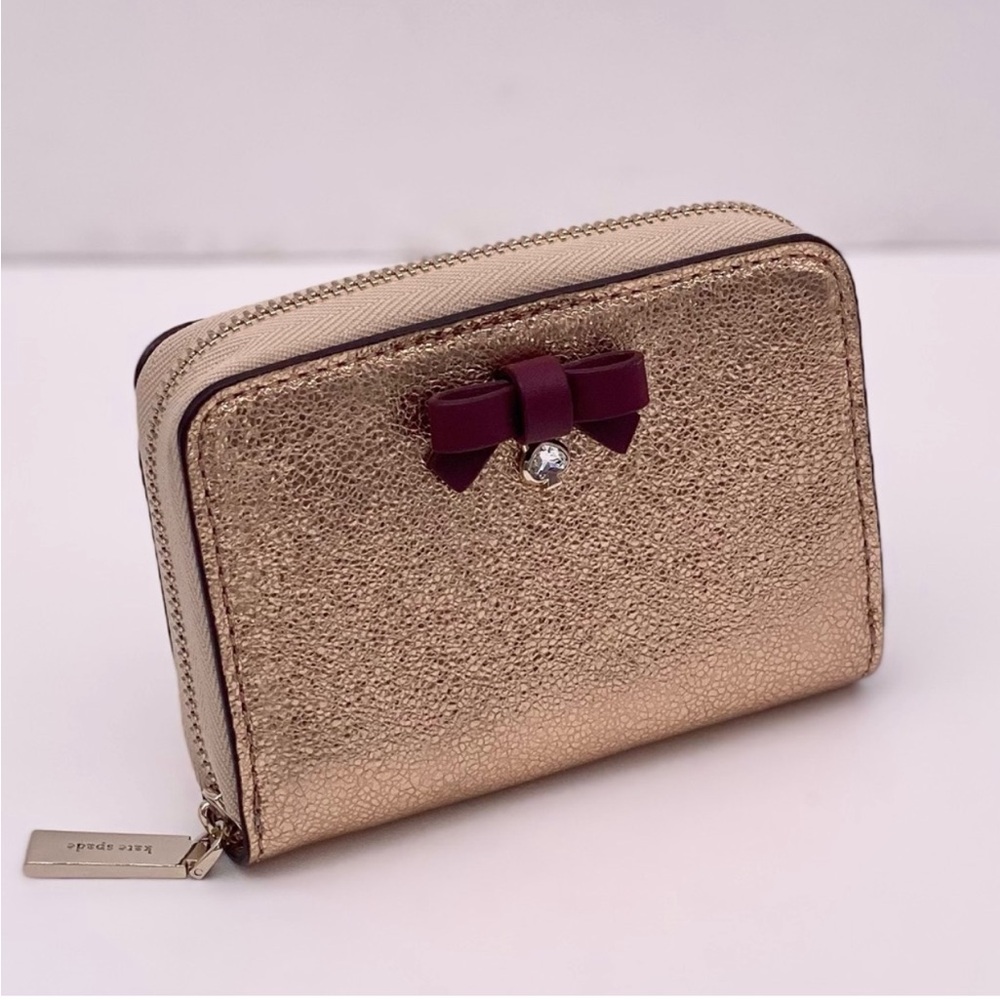 NWT Kate Spade / Wrapping Party - Glittering Rose Gold / Small Zip Card Wallet - Picture 11 of 11